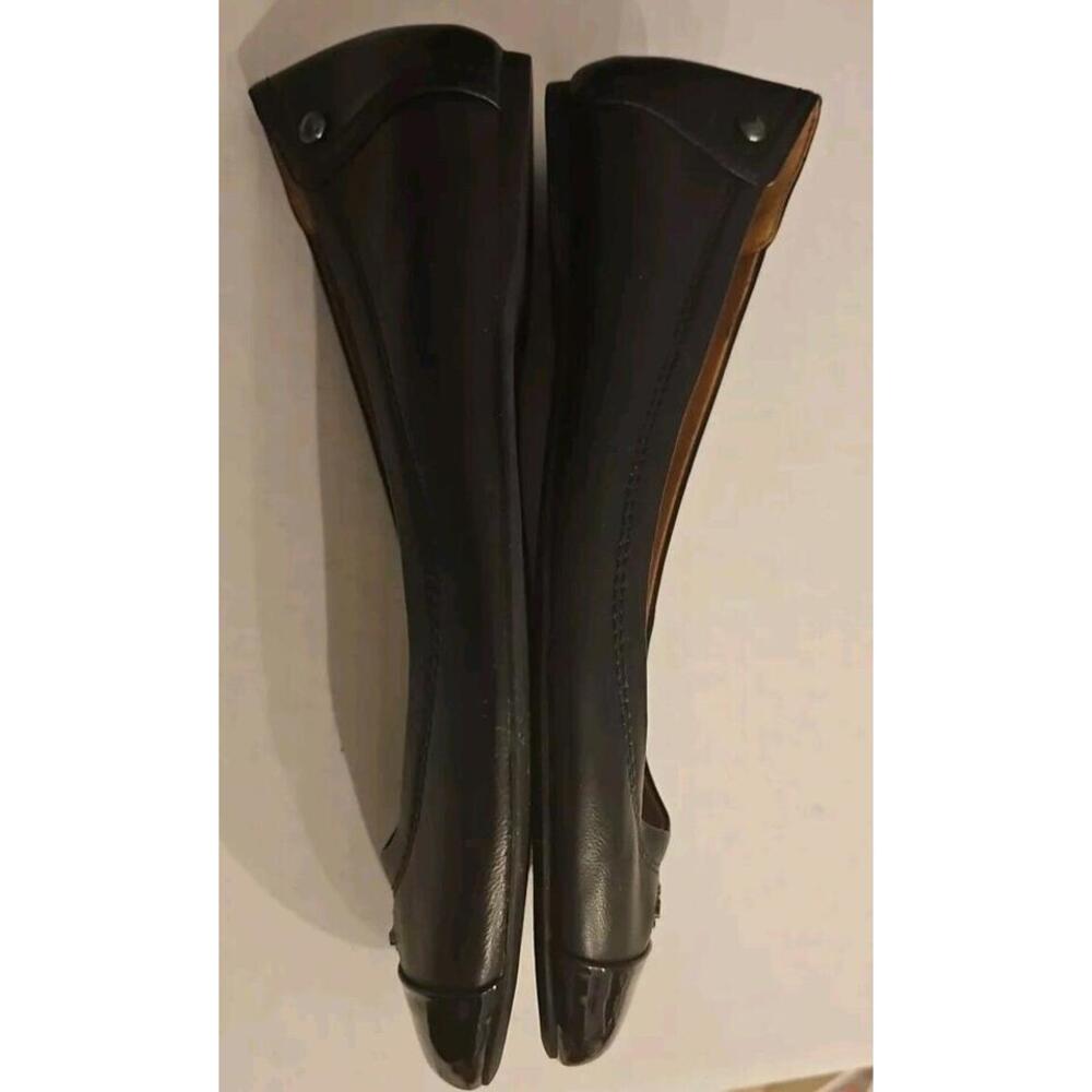 COACH Women's Ballet Flat Black Leather, Patent Toe Cap Size 8 B - Picture 5 of 6